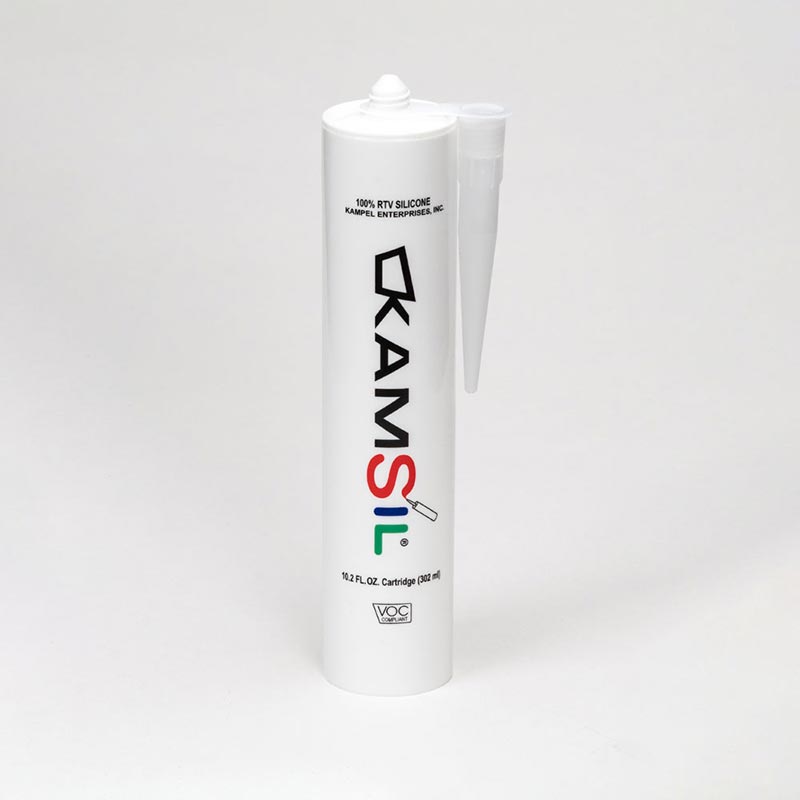 A 10.2-ounce cartridge of KamSil silicone sealant adhesive.